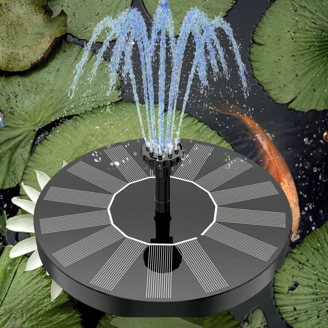 Solar Powered Bird Bath Fountain Pump With 8 Nozzles