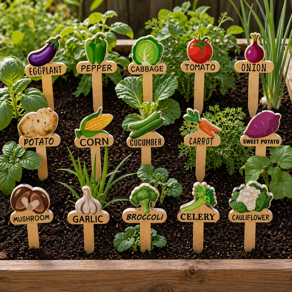 Wooden Garden Plant Labels For Indoor Outdoor Decor