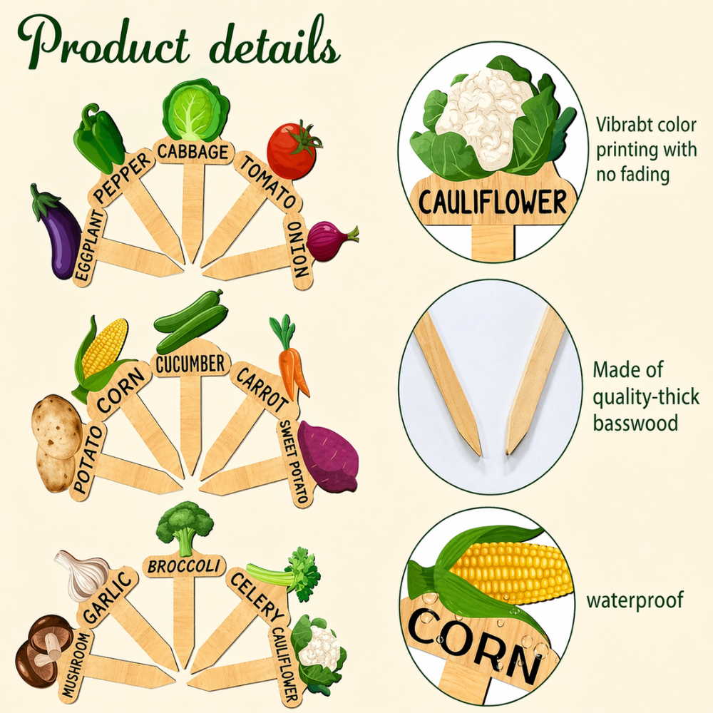 Wooden Garden Plant Labels For Indoor Outdoor Decor