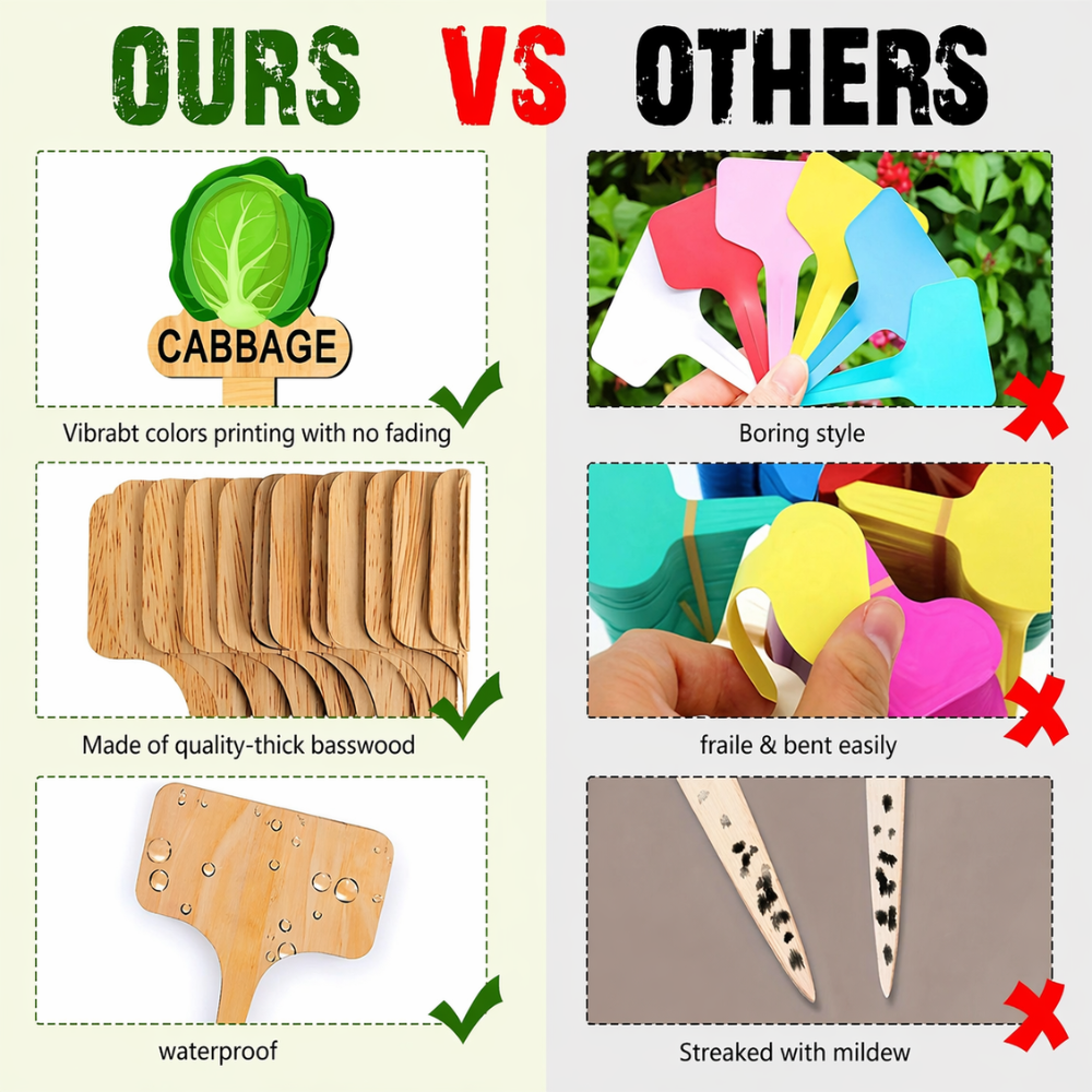 Wooden Garden Plant Labels For Indoor Outdoor Decor