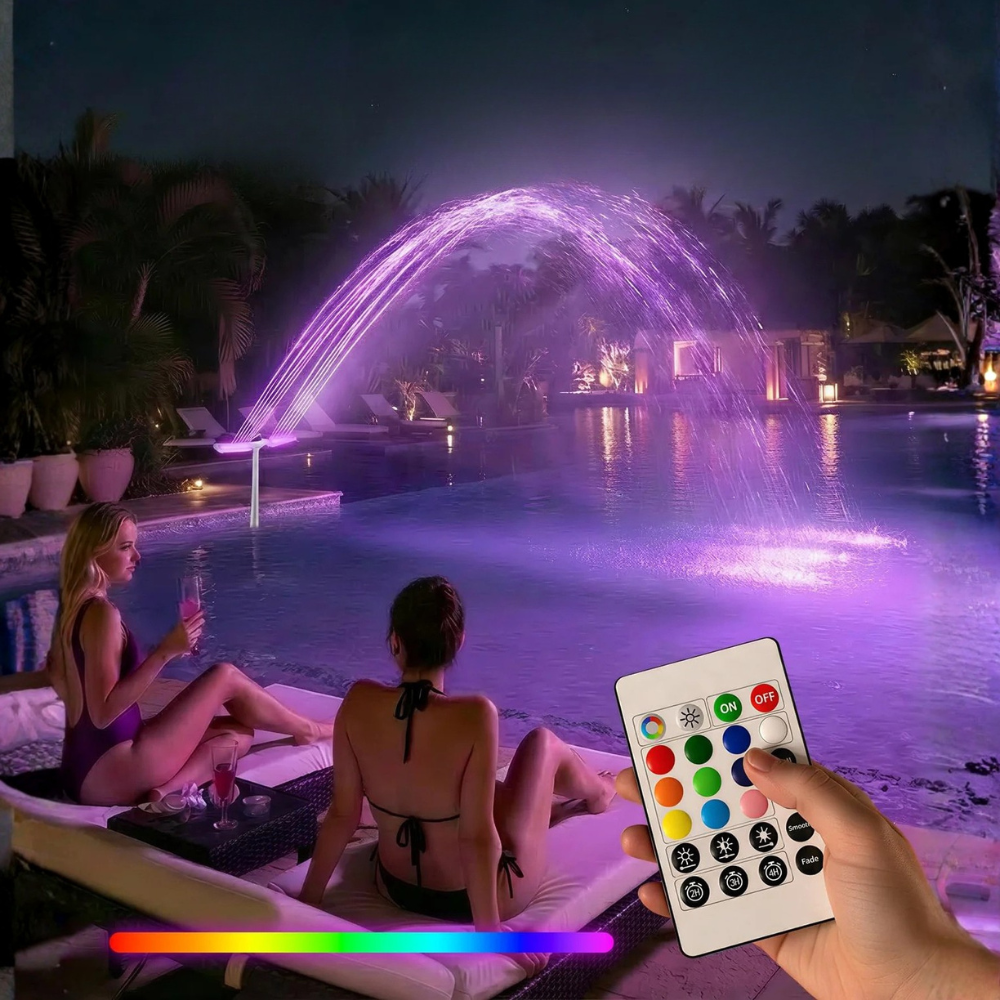 Dual Spray Solar Pool Fountain With Lights