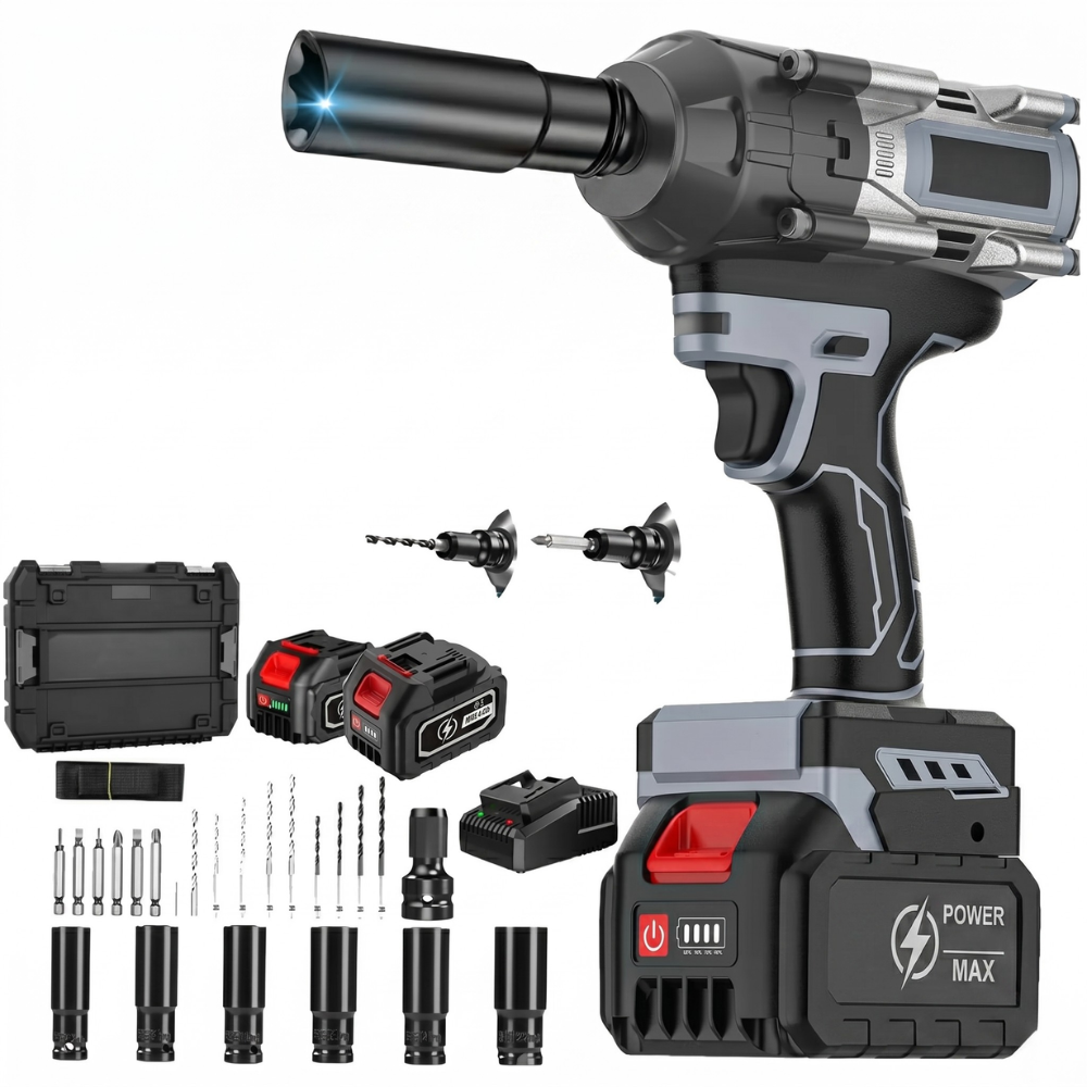 3 In 1 High Torque Cordless Impact Wrench With Rechargeable Battery