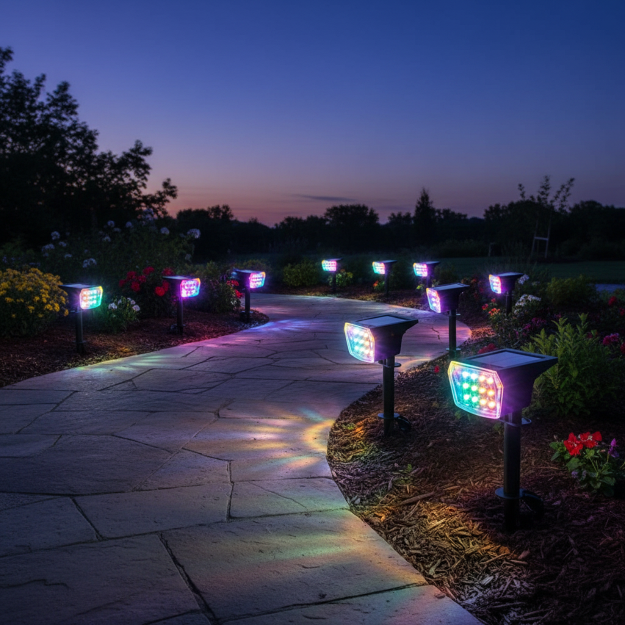 9 Lighting Modes Solar LED Spot Lights For Outdoor 