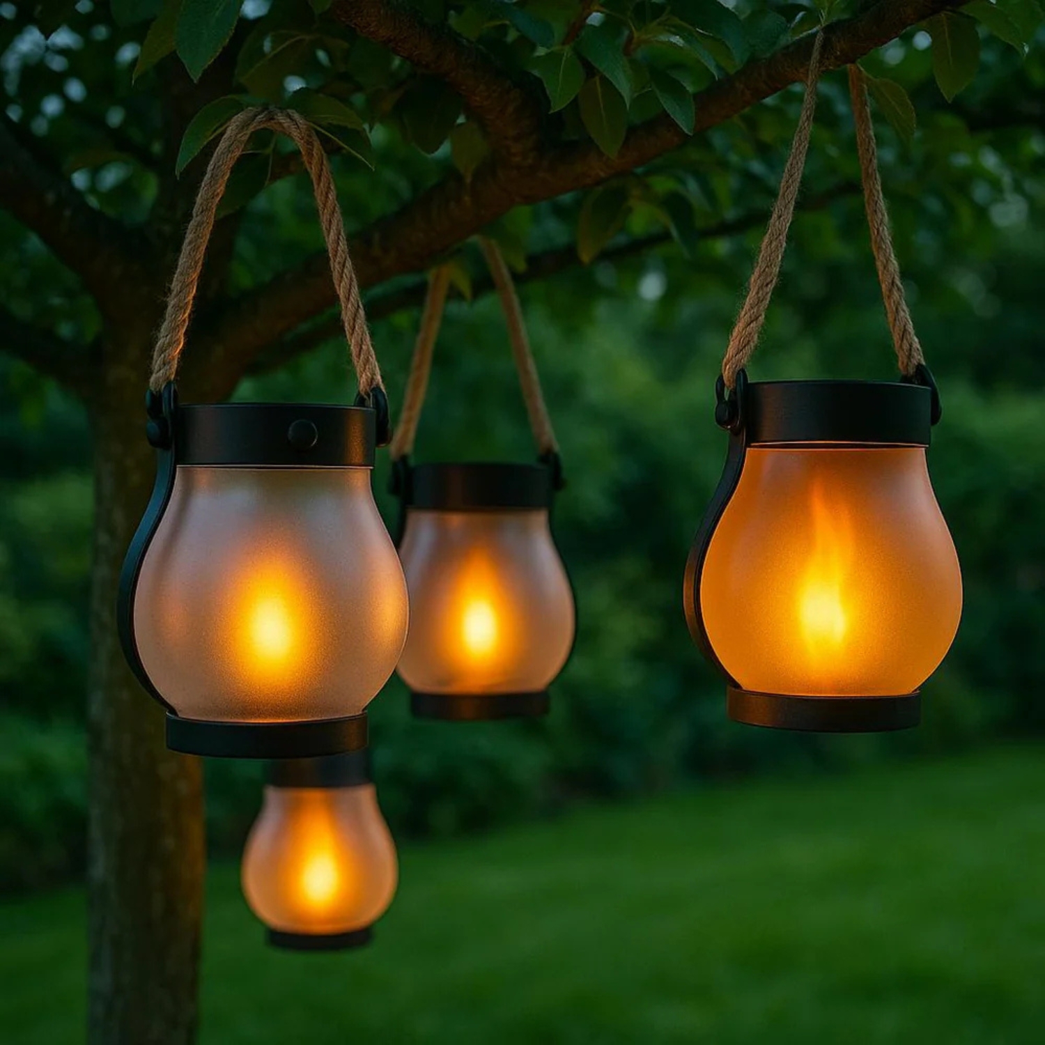 Vibrant Dancing Flame Solar Lantern With Energy Efficient LED Lighting