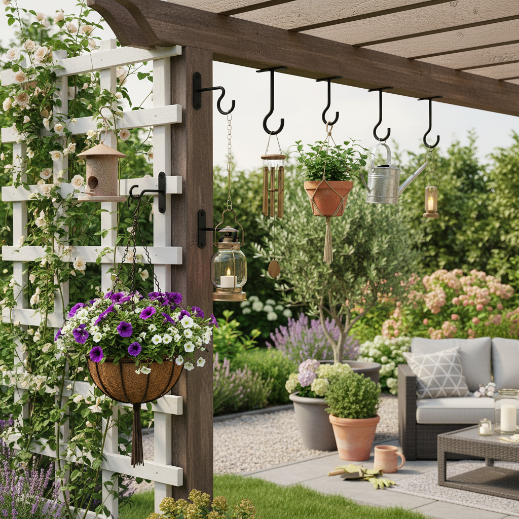 Heavy Duty Load Bearing Hanging Hooks For Flower Pots Plants Lamps Feeders For Garden Home Decor Balcony And Porch Black