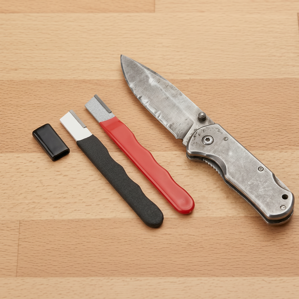 Set Of 2 Compact Portable Spring Knife And Scissor Sharpener Tool For Hunting