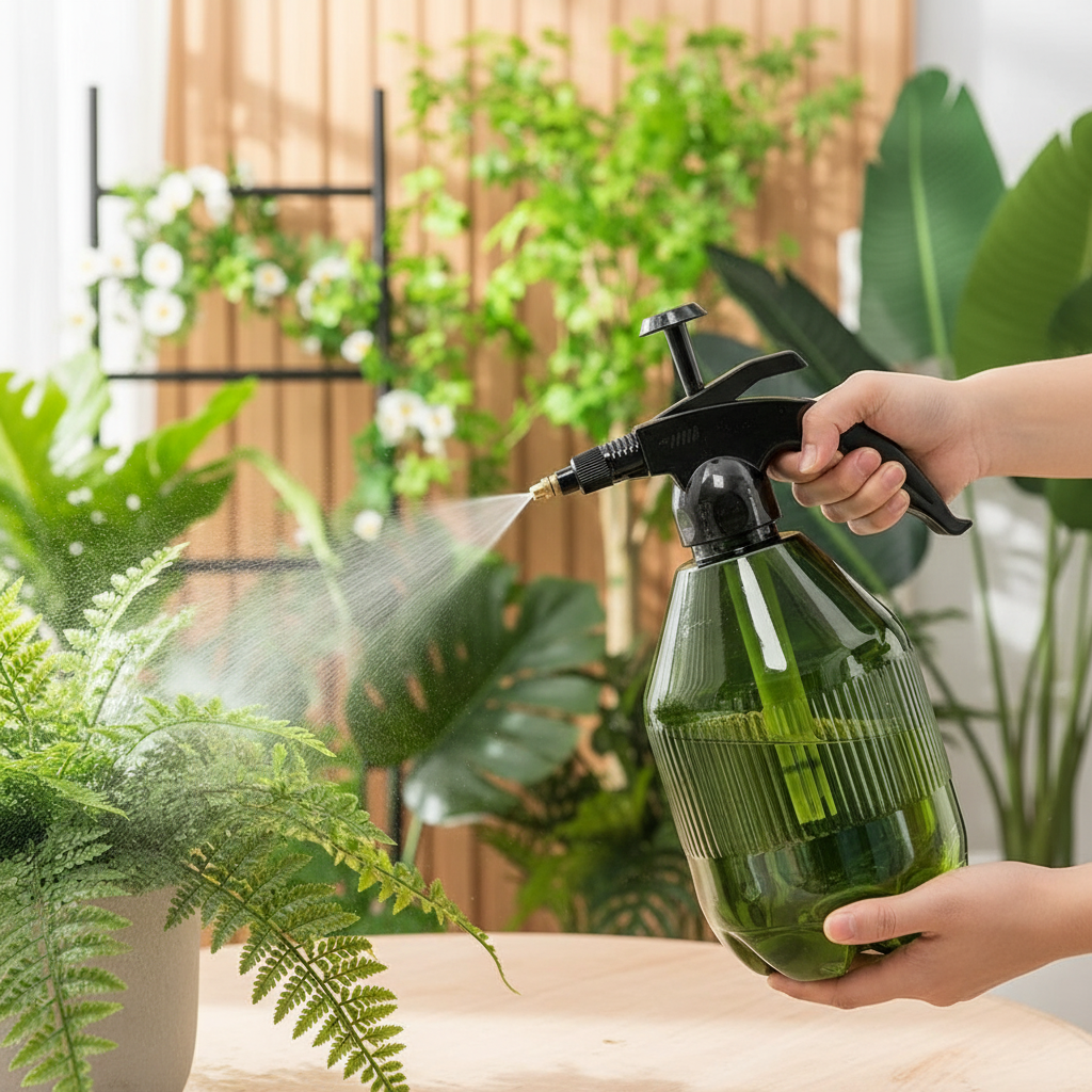 Plastic Garden Watering Can With Adjustable Nozzle And Comfortable Grip Handle For Gardening And Household Use