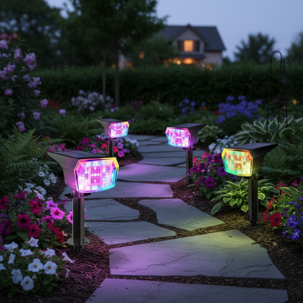 9 Lighting Modes Solar LED Spot Lights For Outdoor 