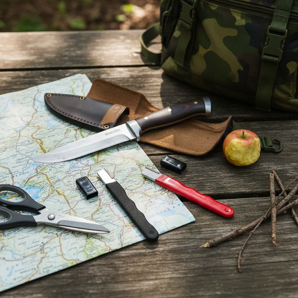 Set Of 2 Compact Portable Spring Knife And Scissor Sharpener Tool For Hunting