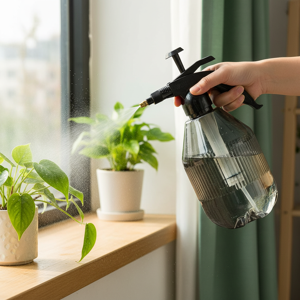 Plastic Garden Watering Can With Adjustable Nozzle And Comfortable Grip Handle For Gardening And Household Use