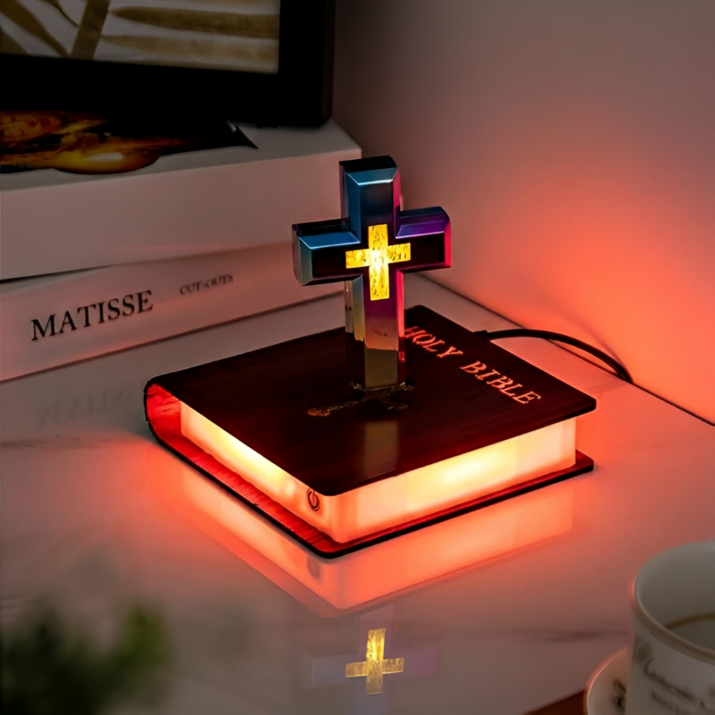 Levitating Cross Lamp With Light Base