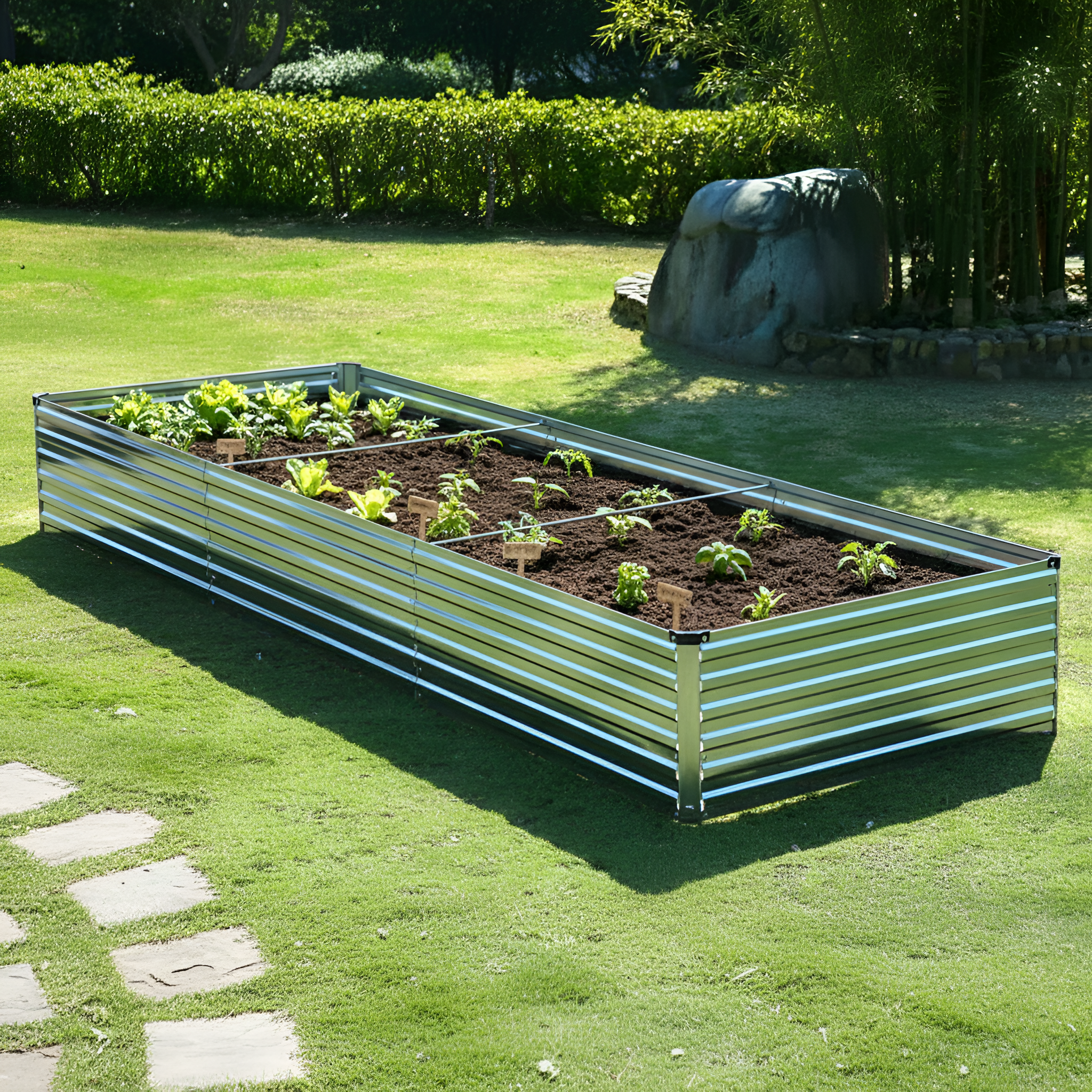 Two Pack 6x3x1 Foot Galvanized Raised Metal Garden Beds Kit Planter Box
