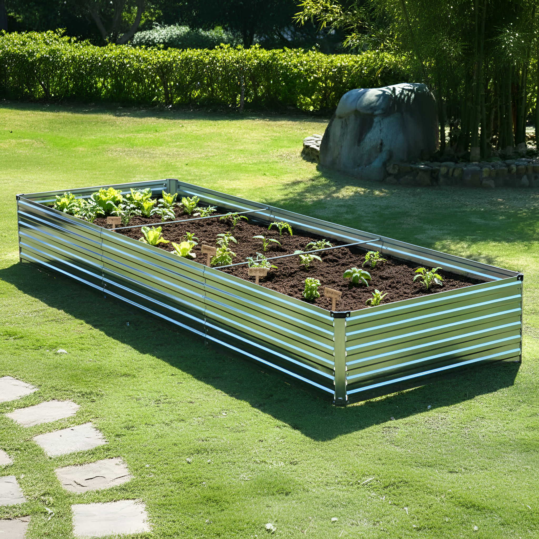 Two Pack 6x3x1 Foot Galvanized Raised Metal Garden Beds Kit Planter Box