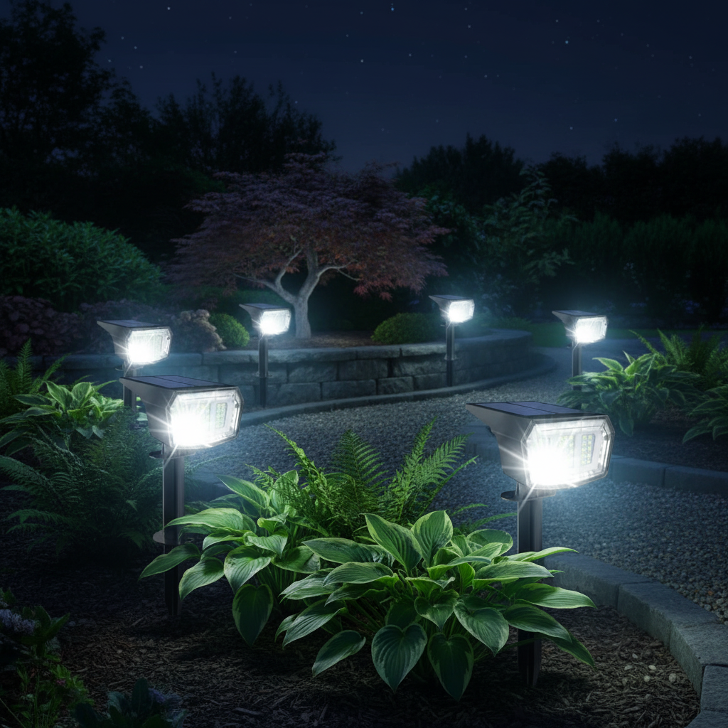 9 Lighting Modes Solar LED Spot Lights For Outdoor 