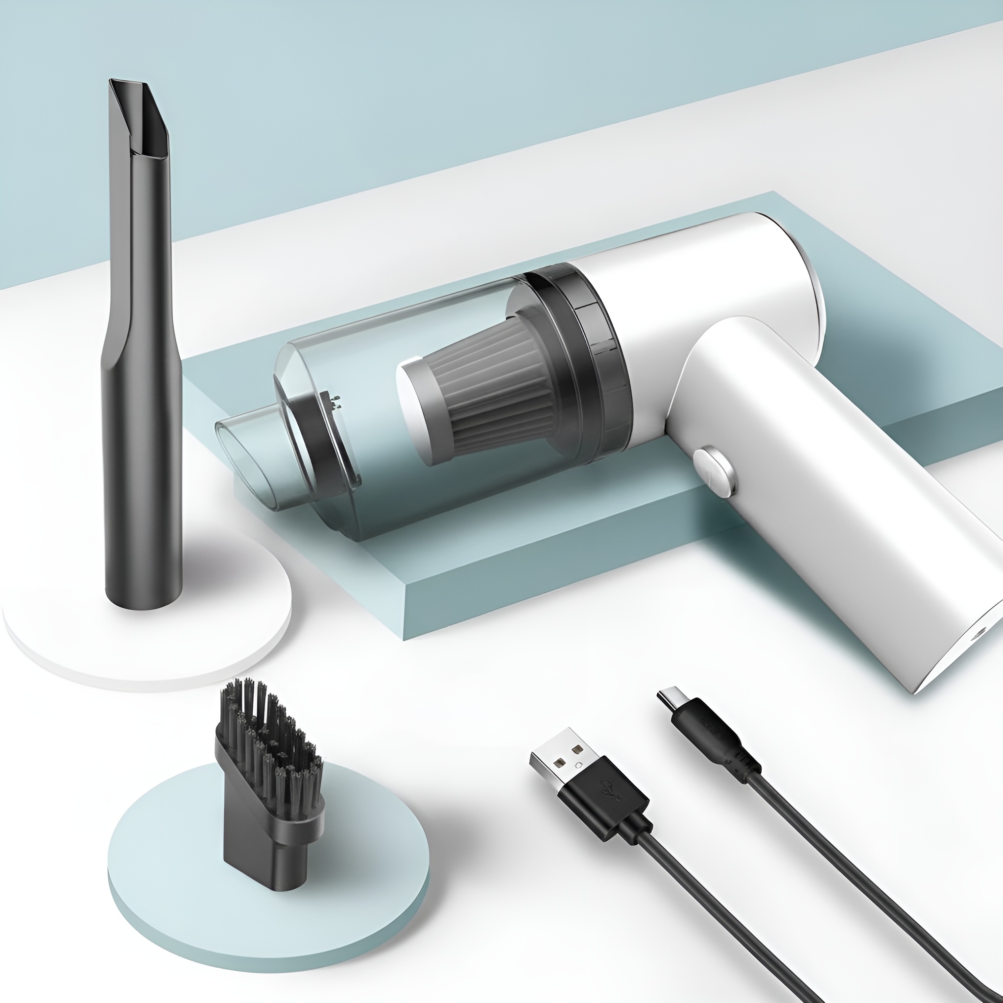 3 In 1 Portable Mini Vacuum Cleaner With LED Light