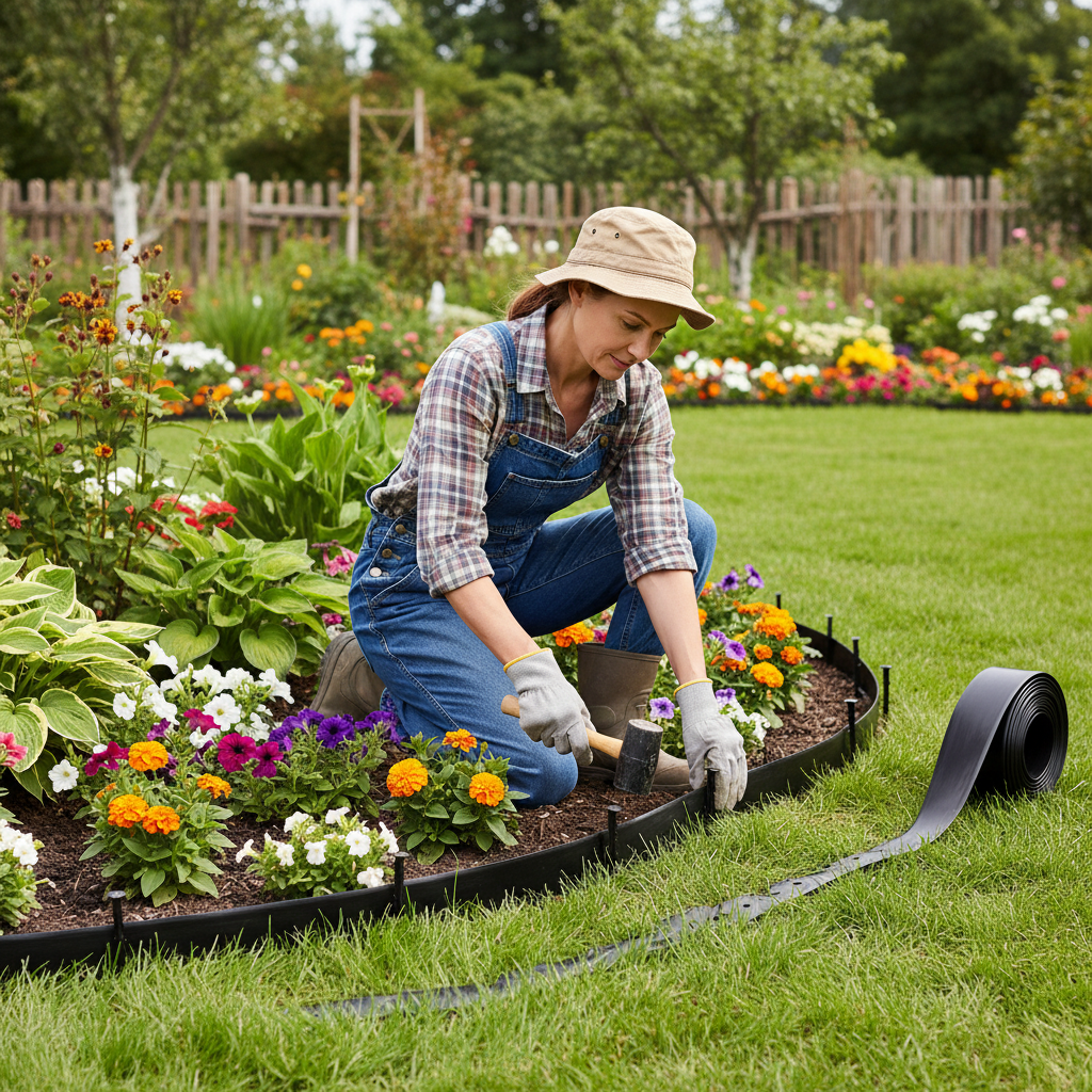 Heavy Duty Plastic Lawn Edging Stake Kit Two Inches High For Gardening Landscape Borders For Path Dividers