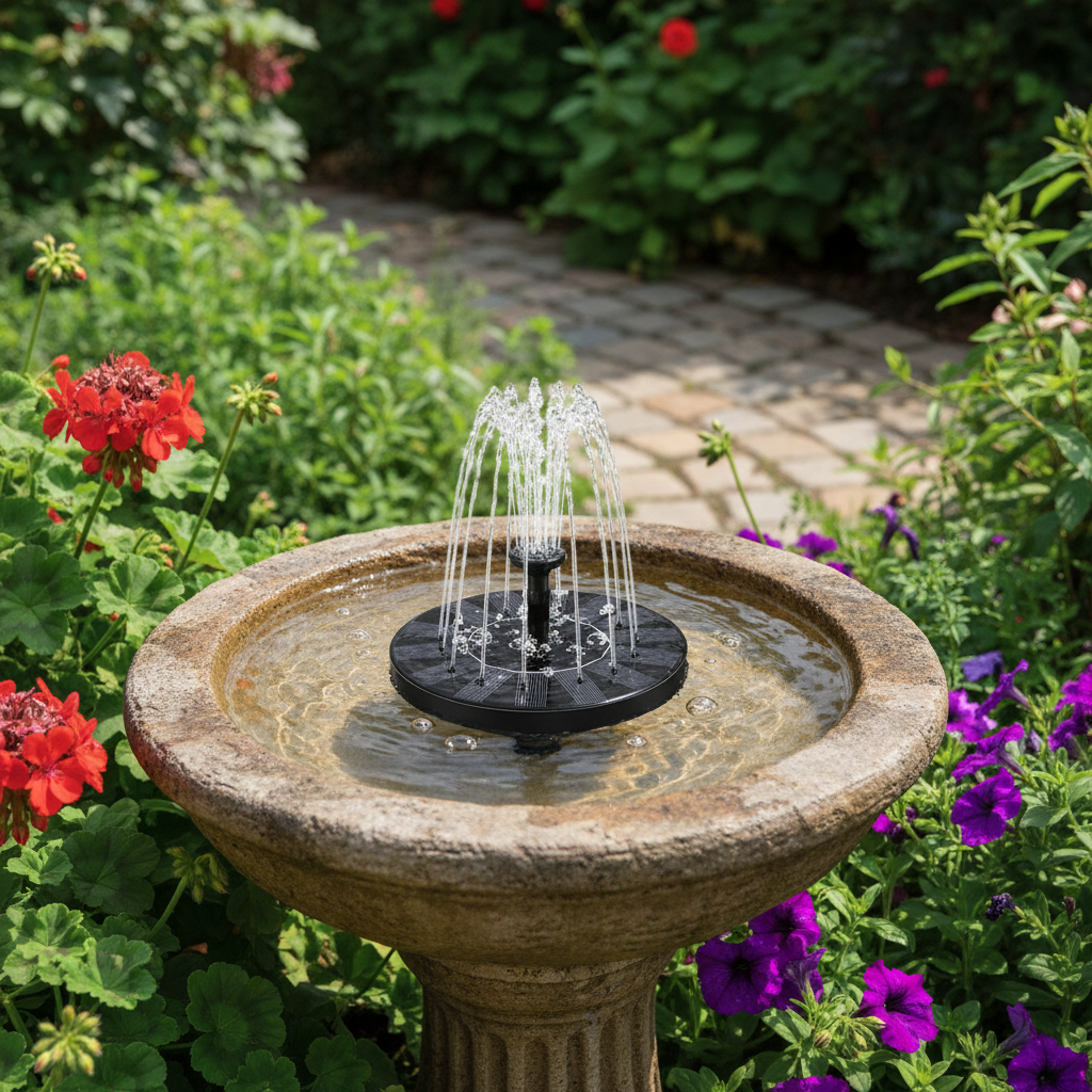 Solar Powered Floating Fountain Pump For Bird Baths Gardens Ponds And Pools