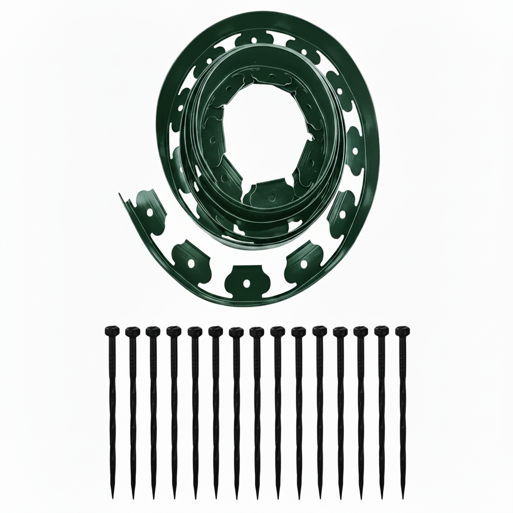 Heavy Duty Plastic Lawn Edging Stake Kit Two Inches High For Gardening Landscape Borders For Path Dividers