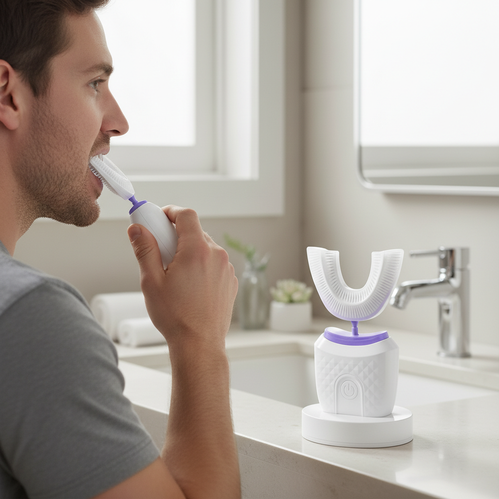 U Shaped Sonic Silicone Toothbrush With 3 Modes