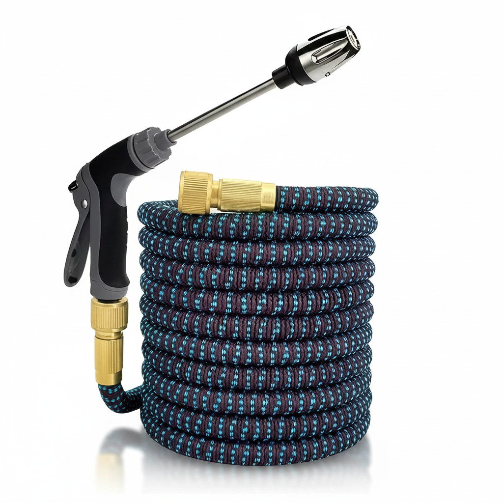 7 Piece High Retractable Car Wash Water Hose With Adjustable Nozzle For Garden Use