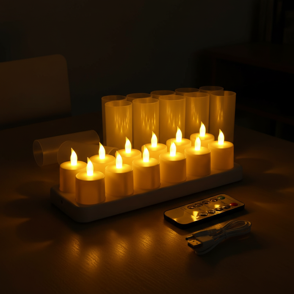 12 Piece USB Rechargeable Flameless Candles With Remote