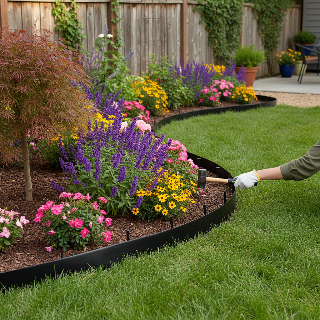 Heavy Duty Plastic Lawn Edging Stake Kit Two Inches High For Gardening Landscape Borders For Path Dividers