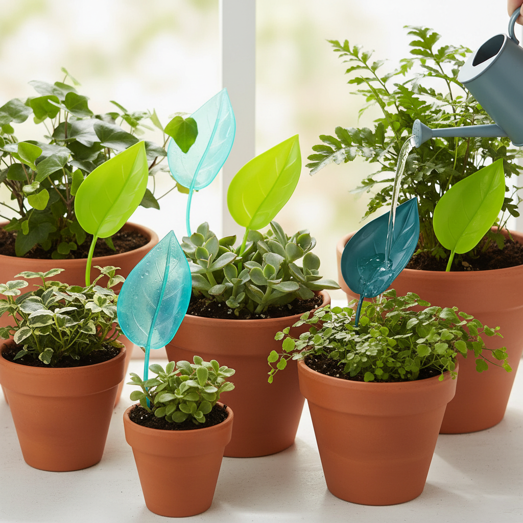 3 Piece Leaf Plant Watering Funnels For Indoor Outdoor Plant Care