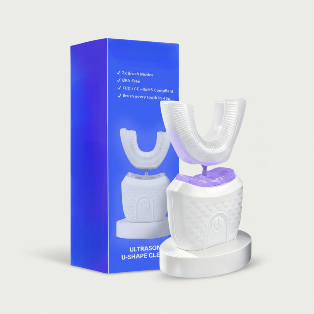 U Shaped Sonic Silicone Toothbrush With 3 Modes