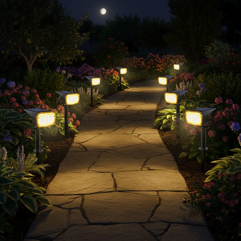 9 Lighting Modes Solar LED Spot Lights For Outdoor 