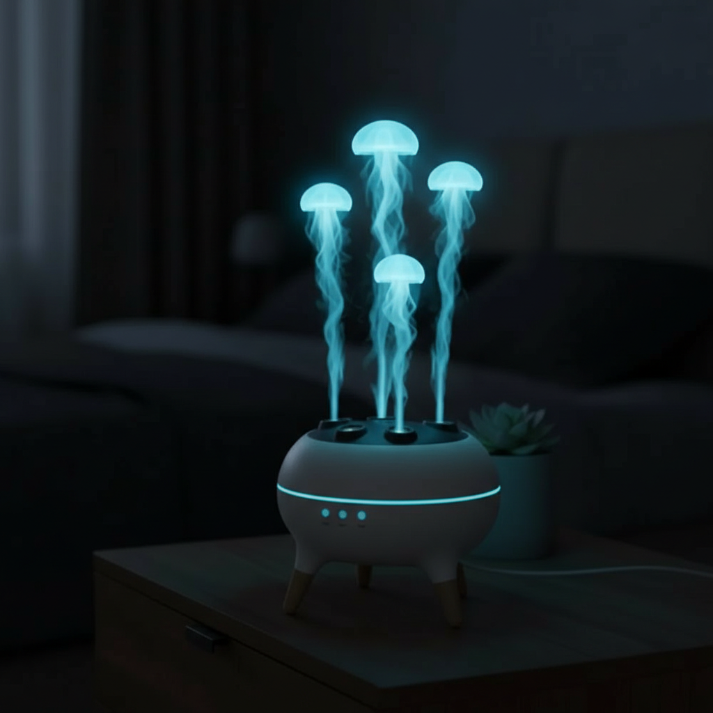 Ocean Themed Jellyfish Mist Diffuser Lamp With LED Light