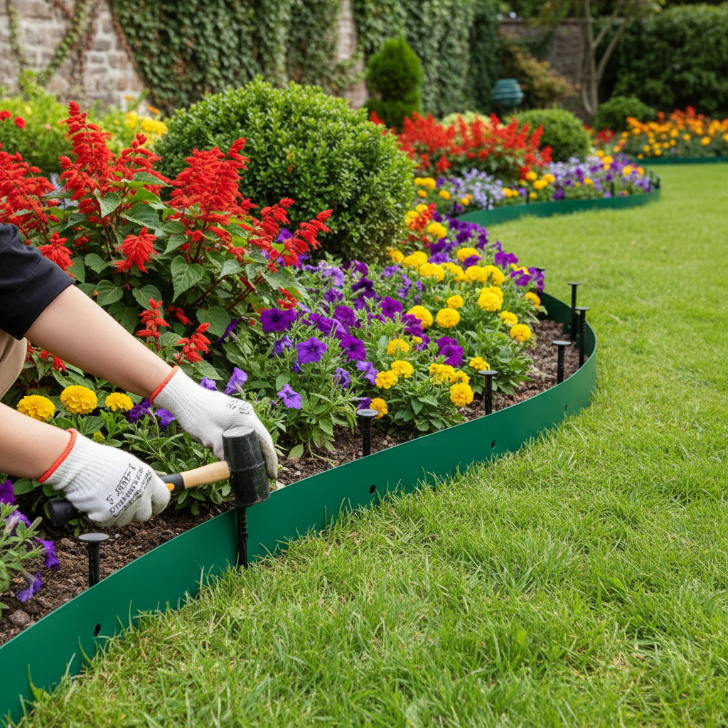 Heavy Duty Plastic Lawn Edging Stake Kit Two Inches High For Gardening Landscape Borders For Path Dividers