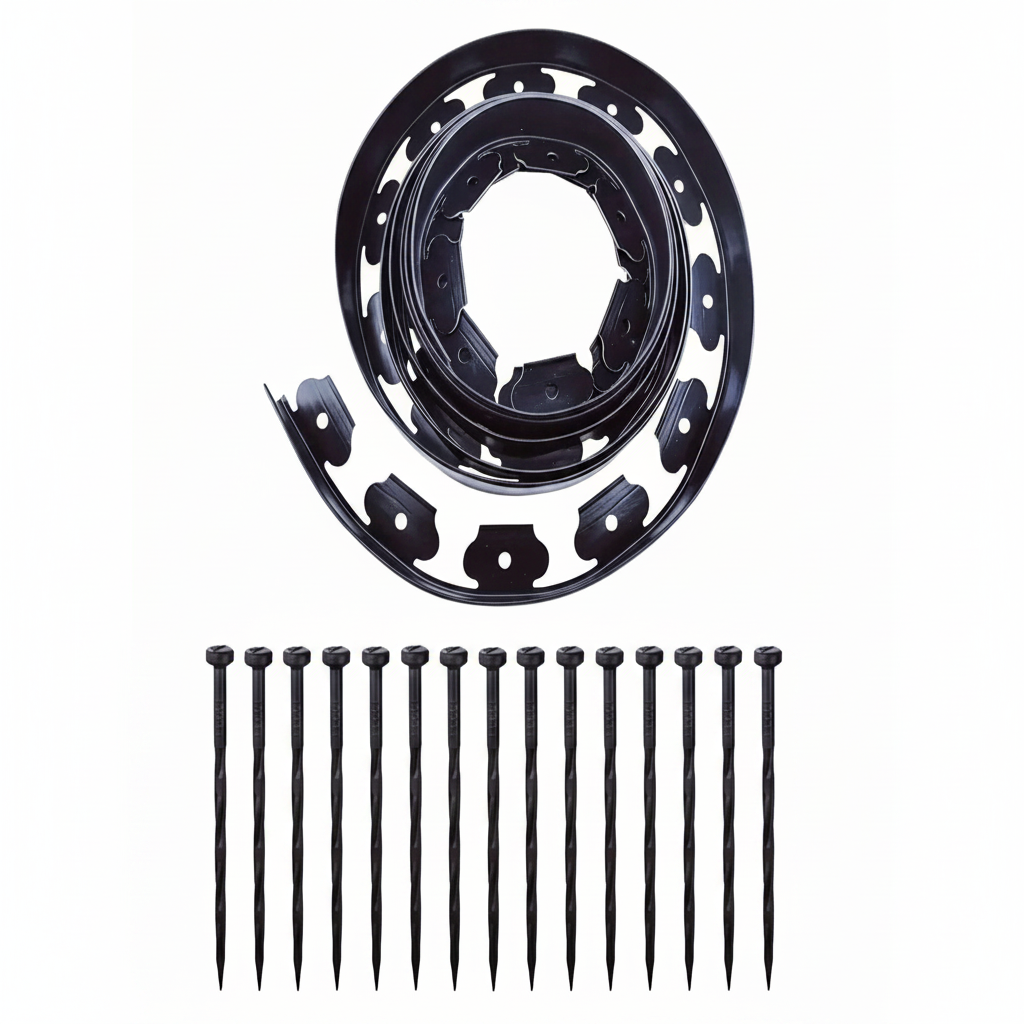 Heavy Duty Plastic Lawn Edging Stake Kit Two Inches High For Gardening Landscape Borders For Path Dividers