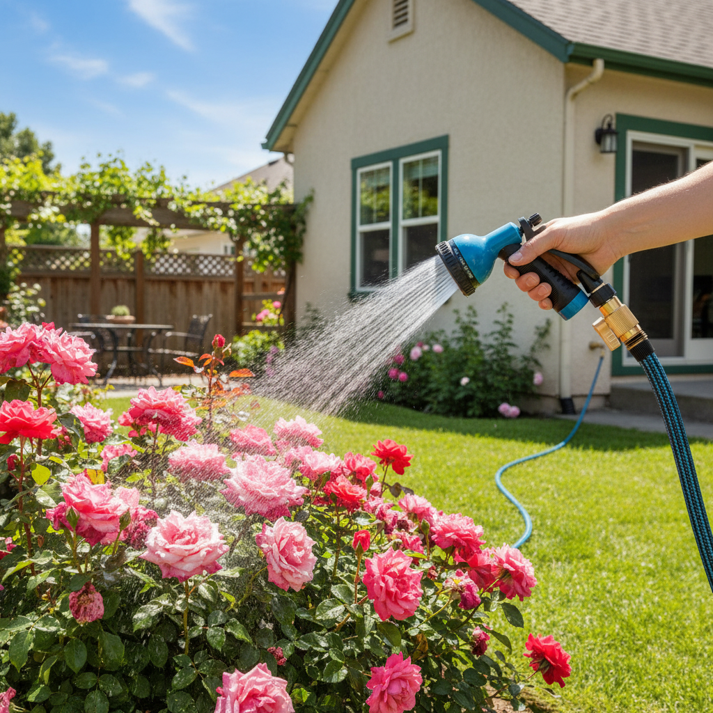 Lightweight Non Expandable Garden Hose With 10 Function Spray Nozzle For Yard Lawn Car Wash Outdoor Use