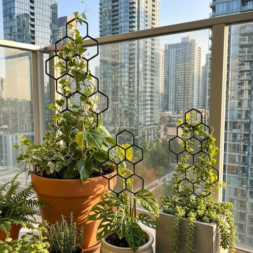 Two Piece Honeycomb Plant Trellis Rust Resistant Plastic Stakes