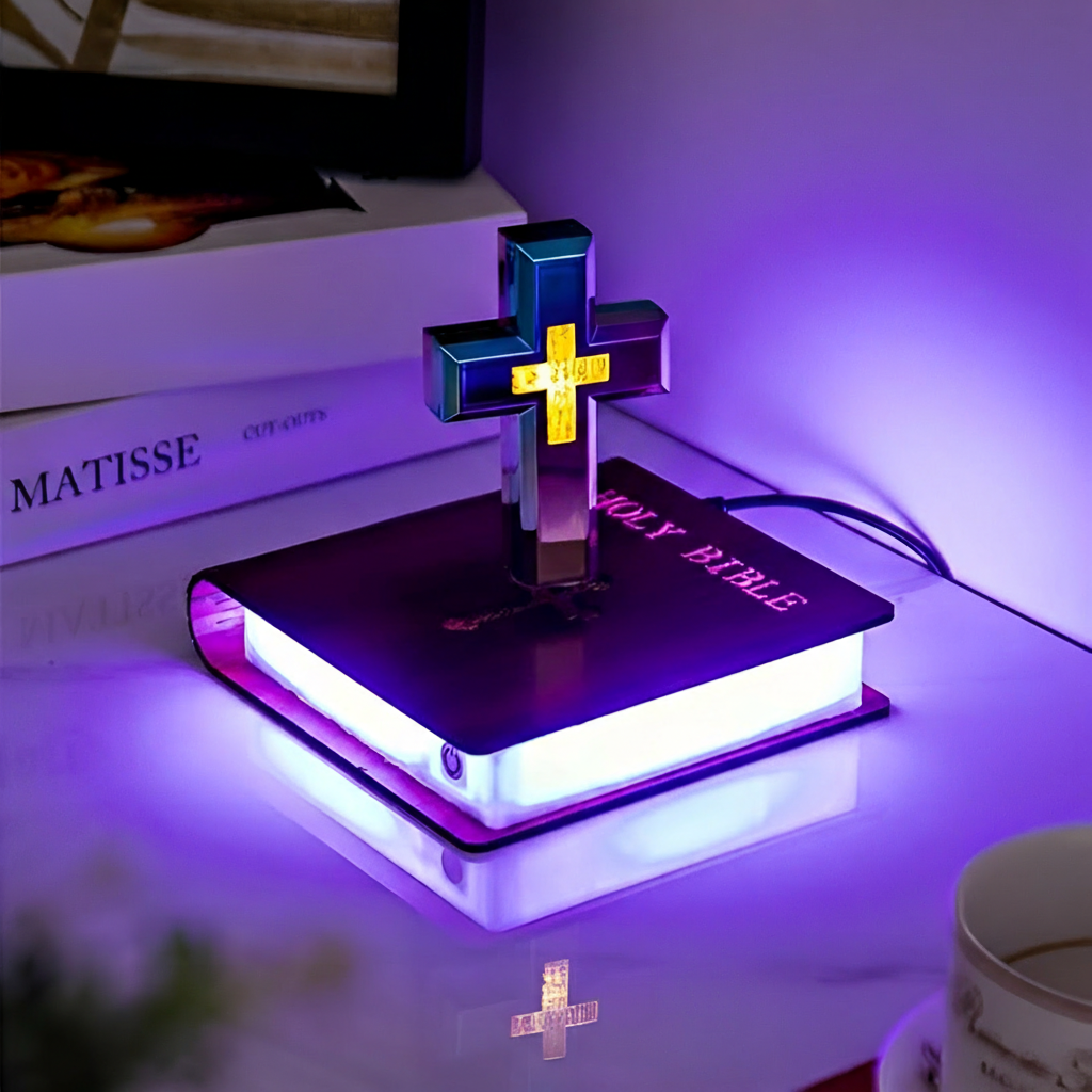 Levitating Cross Lamp With Light Base