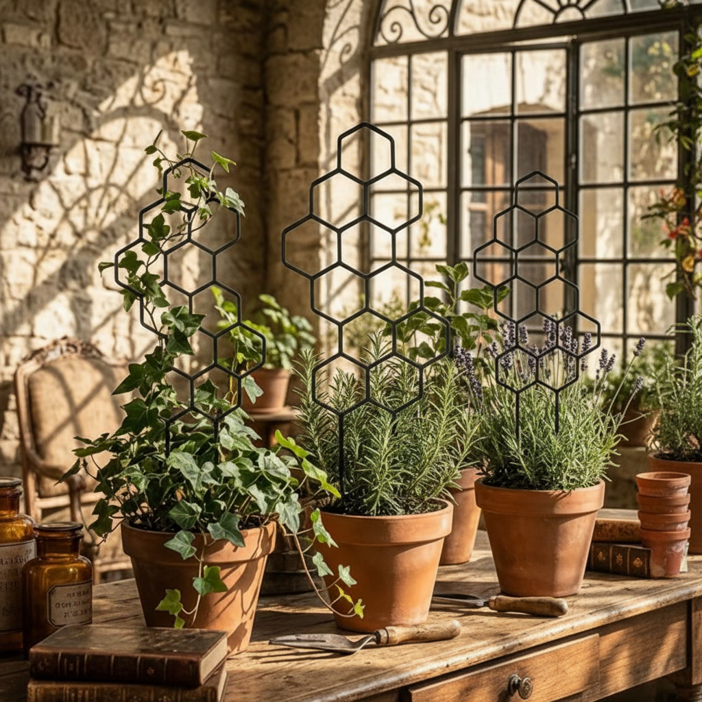 Two Piece Honeycomb Plant Trellis Rust Resistant Plastic Stakes