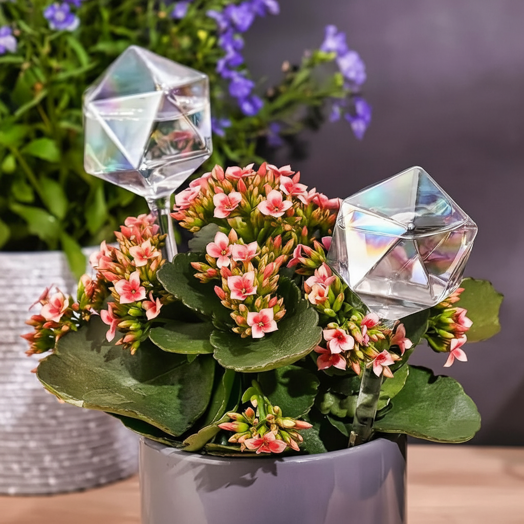 Rainbow Glass Self Watering Device Laser Round Watering Globe For Indoor Outdoor Plants