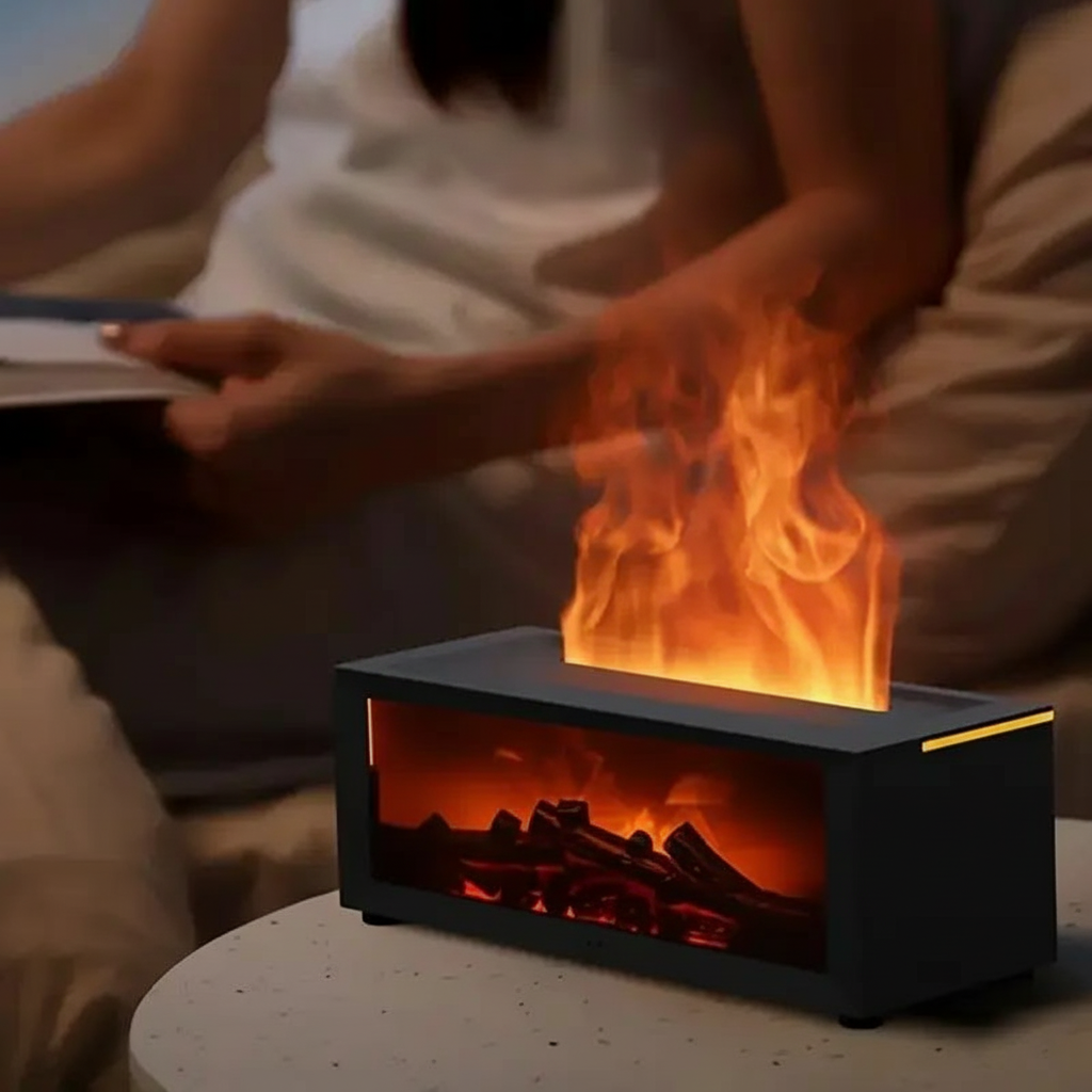 Fire Humidifier and Aroma Diffuser with 7 Color LED Flame Effect