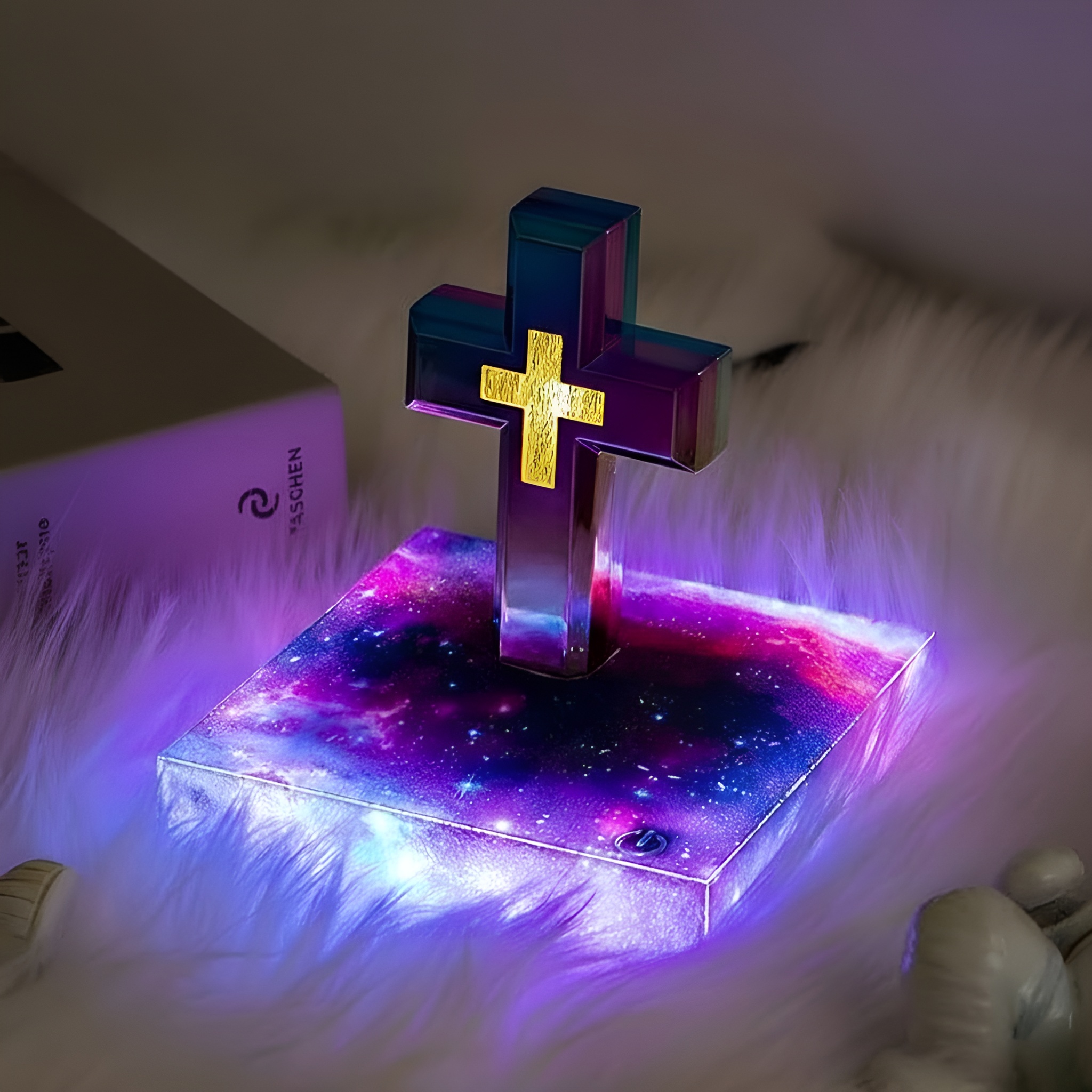 Levitating Cross Lamp With Light Base