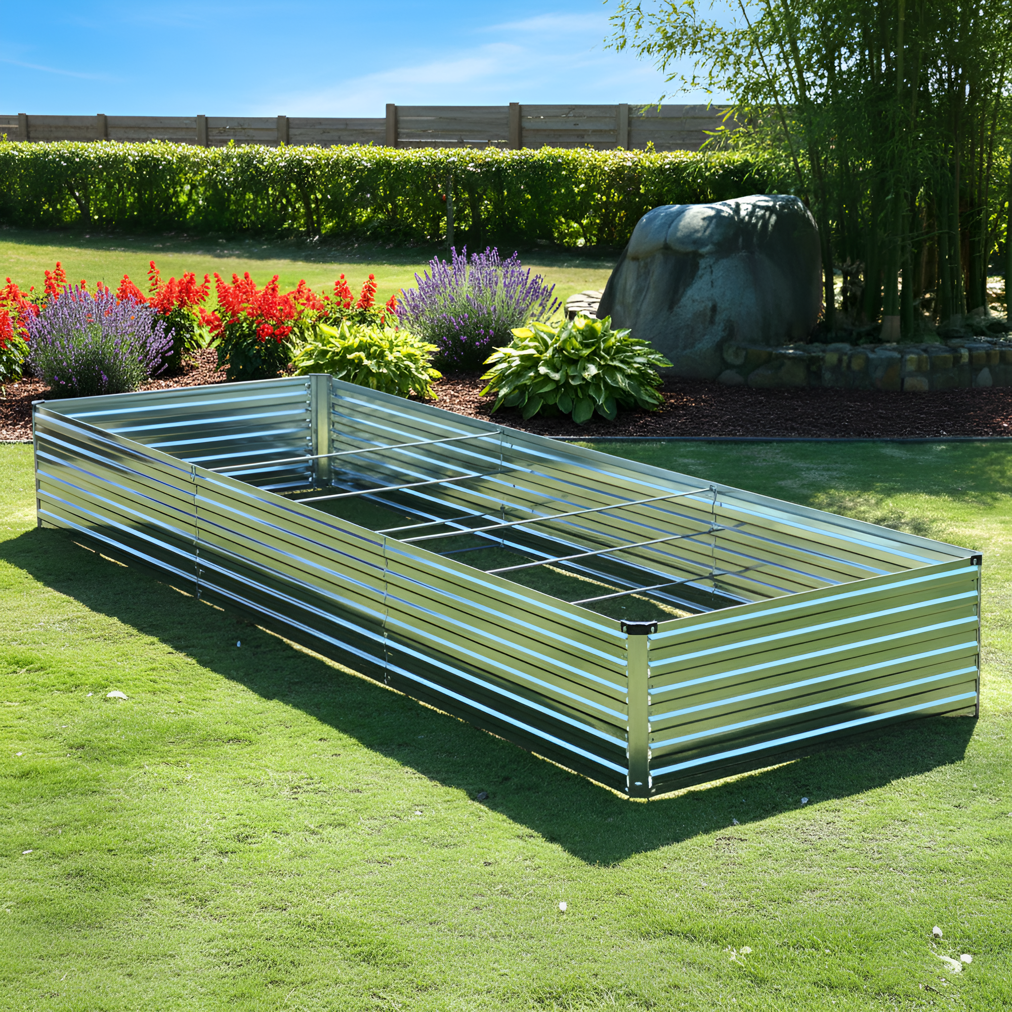 Two Pack 6x3x1 Foot Galvanized Raised Metal Garden Beds Kit Planter Box