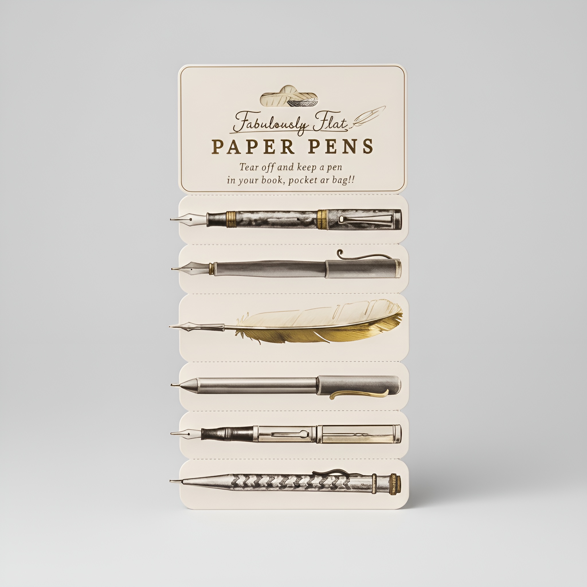 Tearable Flat Writing Pen Design Bookmark