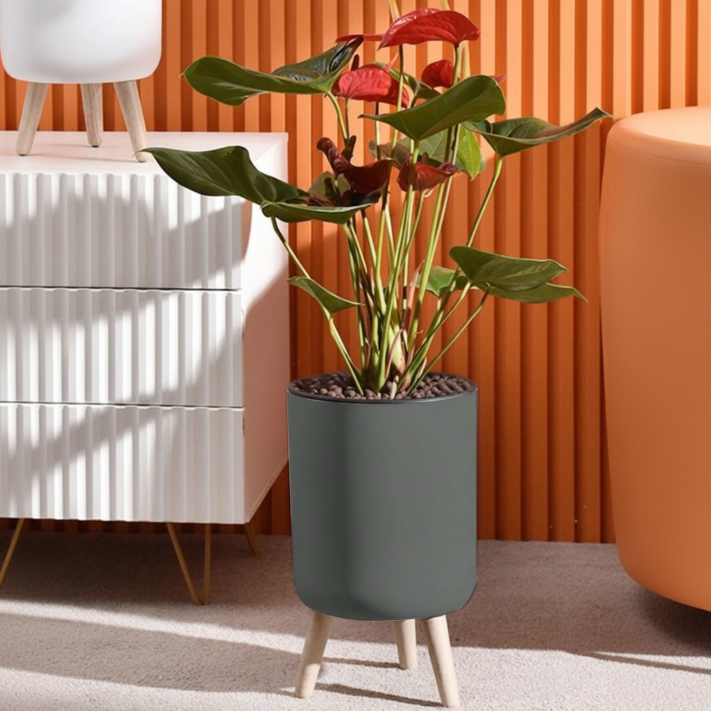 Modern Round Shape Watering Planter Pot With With Stand 