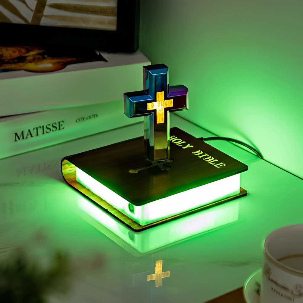 Levitating Cross Lamp With Light Base