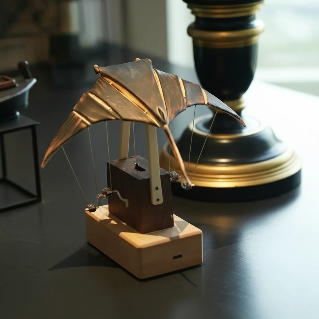 Handmade Wooden Manta Ray Automaton with Internal Gear Christmas and Balck Friday gift Statue 