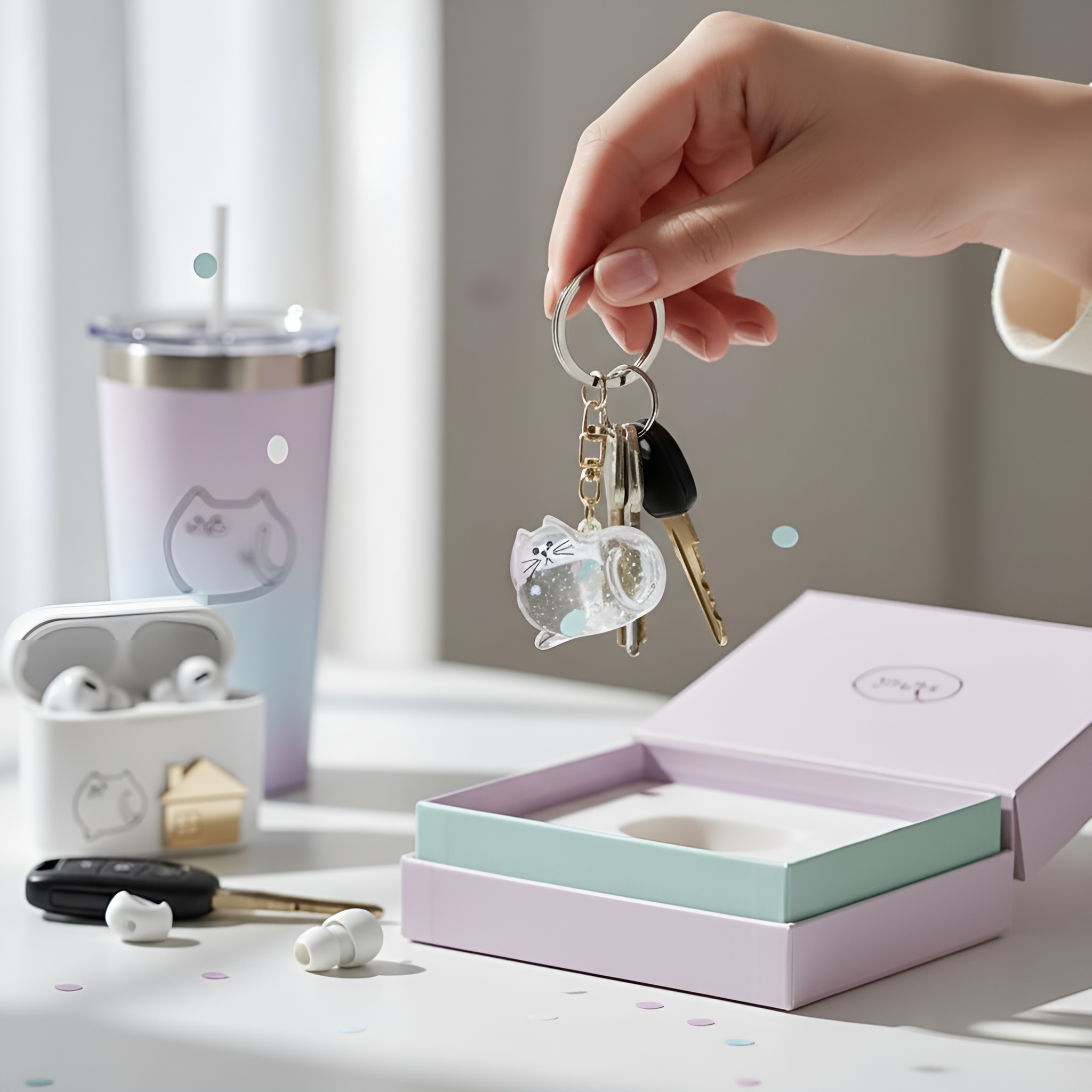 Cat Fur Memorial Keepsake Keychain Pet