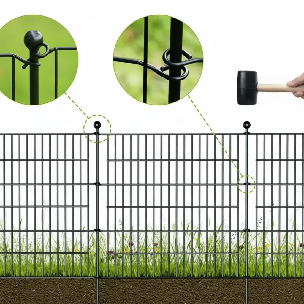 10 Panels No Dig Decorative Outdoor Garden Fence For Yard