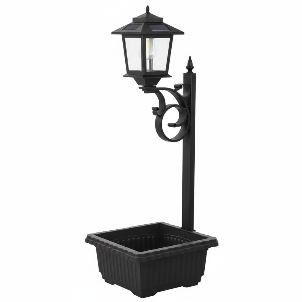 2 In 1 Solar Lamp with Planter for Patio & Garden