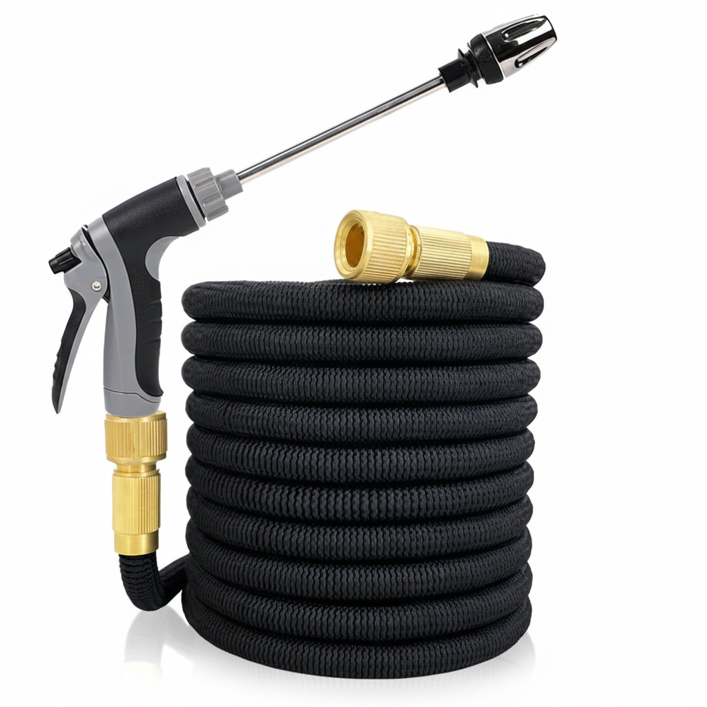 7 Piece High Retractable Car Wash Water Hose With Adjustable Nozzle For Garden Use
