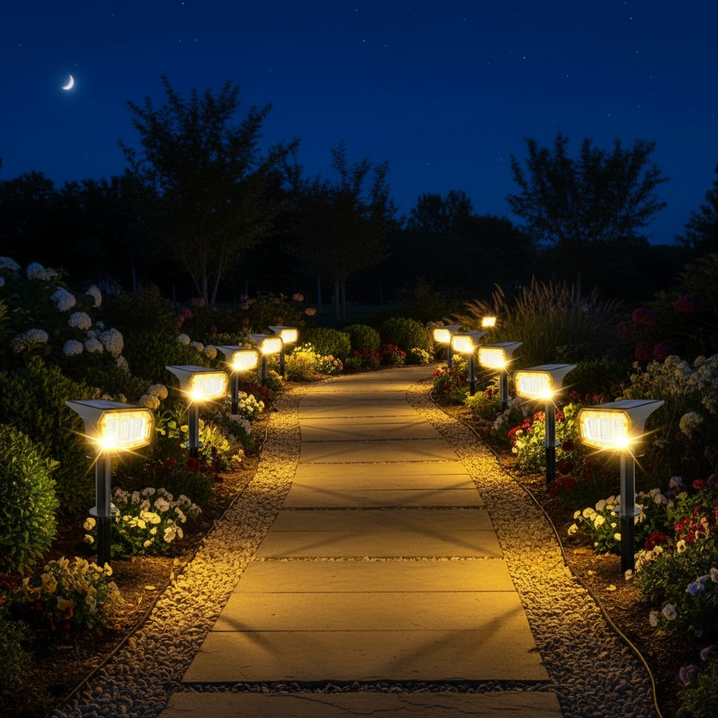 9 Lighting Modes Solar LED Spot Lights For Outdoor 