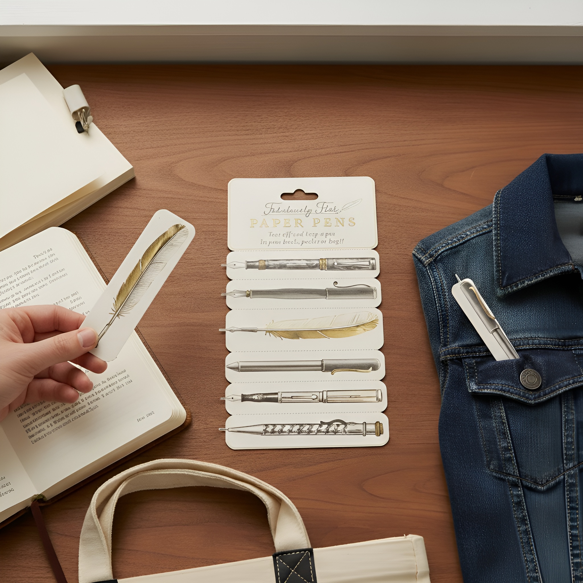 Tearable Flat Writing Pen Design Bookmark